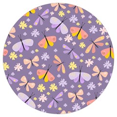 Vector-seamless-pattern-with-butterflies-beetles Round Trivet by Jancukart