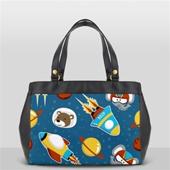 Seamless-pattern-vector-with-spacecraft-funny-animals-astronaut Oversize Office Handbag (2 Sides) by Jancukart