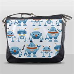 Seamless Pattern With Funny Robot Cartoon Messenger Bag by Jancukart