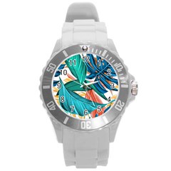 Leaves Tropical Exotic Round Plastic Sport Watch (l) by artworkshop