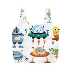 Vector-set-funny-robots-cartoon Full Print Recycle Bag (m) by Jancukart