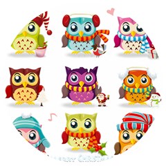 Cartoon-cute-owl-vector Wooden Bottle Opener (round)