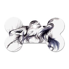 Tattoo-ink-flash-drawing-wolf Dog Tag Bone (one Side)