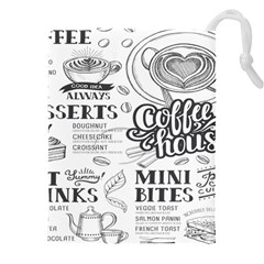 Vintage Coffee-tea-cafe-hamburger-menu-coffee-shop-menu Drawstring Pouch (5xl) by Jancukart