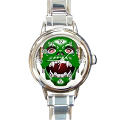 Monster-mask-alien-horror-devil Round Italian Charm Watch by Jancukart