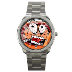 Brain Cartoon Animation Sport Metal Watch by Jancukart