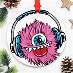 Monster-headphones-headset-listen Round Ornament (Two Sides) Front