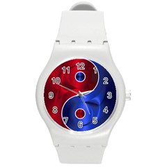 Yin Yang Eastern Asian Philosophy Round Plastic Sport Watch (m) by Jancukart