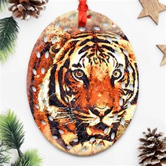 Tiger-portrait-art-abstract Ornament (oval Filigree)