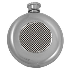 Black And White Watercolored Checkerboard Chess Round Hip Flask (5 Oz) by PodArtist