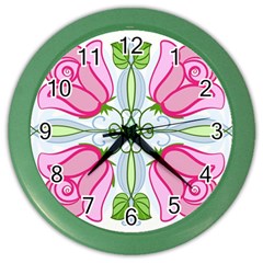 Figure Roses Flowers-ornament Color Wall Clock