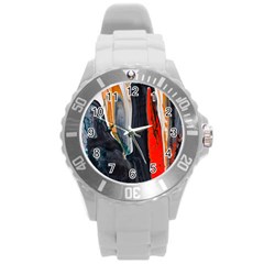 Art-modern-painting-background Round Plastic Sport Watch (l)