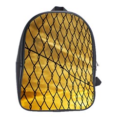 Chain Link Fence Sunset Wire Steel Fence School Bag (xl) by artworkshop