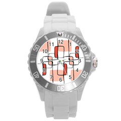 Abstract Seamless Pattern Art Round Plastic Sport Watch (l) by Sapixe