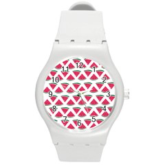 Illustration Watermelon Fruit-food Melon Round Plastic Sport Watch (m) by Sapixe