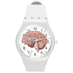 Cerebrum Human Structure Cartoon Human Brain Round Plastic Sport Watch (m) by Sapixe