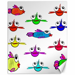 Fish Swim Cartoon Funnycute Canvas 16  X 20  by Sapixe