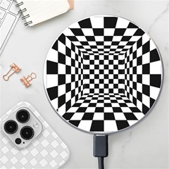 Black And White Chess Checkered Spatial 3d Wireless Charger by Sapixe