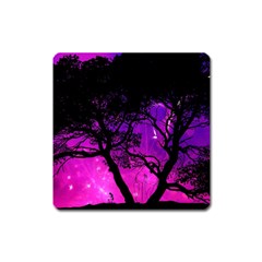 Tree Men Space Universe Surreal Square Magnet by Amaryn4rt