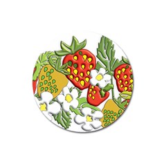 Strawberries Berry Strawberry Leaves Magnet 3  (round) by Wegoenart