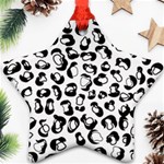 Black And White Leopard Print Jaguar Dots Star Ornament (Two Sides) Front