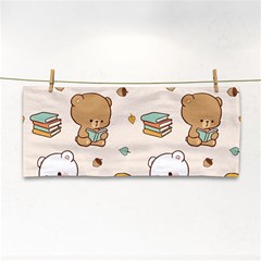 Illustration Bear Cartoon Background Pattern Hand Towel by Sudhe