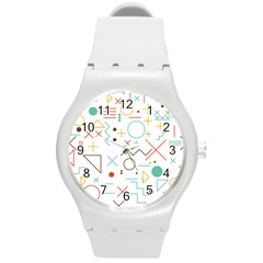 Mathematics Geometry Geometric Shape Euclidean Pattern Round Plastic Sport Watch (m) by Sapixe