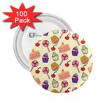 Food Illustration Cupcake Pattern Lollipop 2.25  Buttons (100 pack)  Front