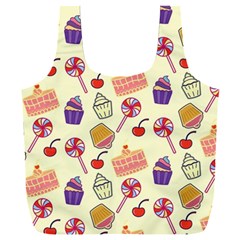 Food Illustration Cupcake Pattern Lollipop Full Print Recycle Bag (xxxl) by Amaryn4rt