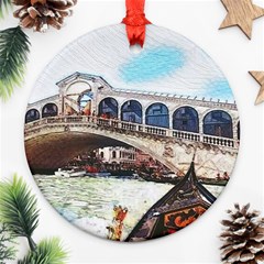 Lovely Gondola Ride - Venetian Bridge Ornament (round) by ConteMonfrey