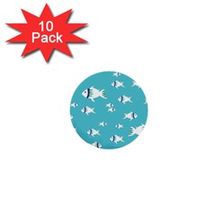 Blue Fish Pattern 1  Mini Buttons (10 Pack)  by danenraven