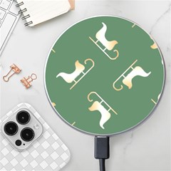 Gold Santa s Sleigh Green Print Wireless Charger by TetiBright