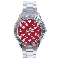 Gold Gingerbread Man Burgundy Stainless Steel Analogue Watch by TetiBright