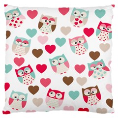 Lovely Owls Large Flano Cushion Case (one Side) by ConteMonfreyShop