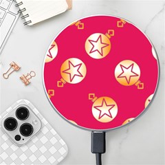 Orange Ornaments With Stars Pink Wireless Charger by TetiBright