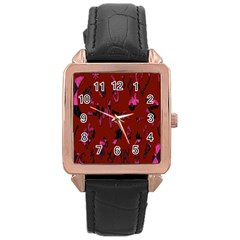 Doodles Maroon Rose Gold Leather Watch  by nateshop