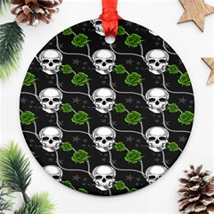 Green Roses And Skull - Romantic Halloween   Round Ornament (two Sides) by ConteMonfrey