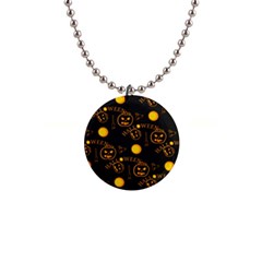 Halloween Background Pattern 1  Button Necklace by Ravend