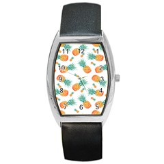 Pineapple Background Pattern Fruit Barrel Style Metal Watch by Wegoenart