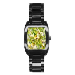 Pear Fruit Tree Organic Pattern Stainless Steel Barrel Watch by Wegoenart