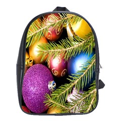 Background Of Christmas Decoration School Bag (xl) by artworkshop