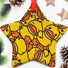 Duck Cartoon Background Pattern Star Ornament (two Sides) by Wegoenart