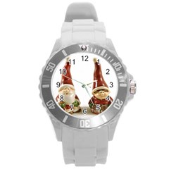 Christmas Figures 2 Round Plastic Sport Watch (l) by artworkshop