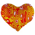 Red-yellow Large 19  Premium Flano Heart Shape Cushions Front