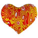 Red-yellow Large 19  Premium Flano Heart Shape Cushions Back