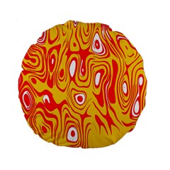 Red-yellow Standard 15  Premium Flano Round Cushions by nateshop