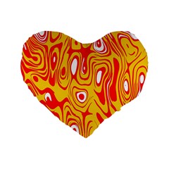 Red-yellow Standard 16  Premium Flano Heart Shape Cushions by nateshop