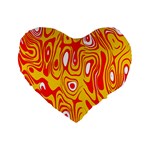 Red-yellow Standard 16  Premium Flano Heart Shape Cushions Front