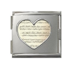 Music Beige Vintage Paper Background Design Mega Link Heart Italian Charm (18mm)