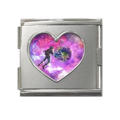 Astronaut Earth Space Planet Fantasy Mega Link Heart Italian Charm (18mm)